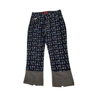 Vintage Johnny Blaze Flame Capri Pants  Size 7/8  Women’s Flare  Slit Pants